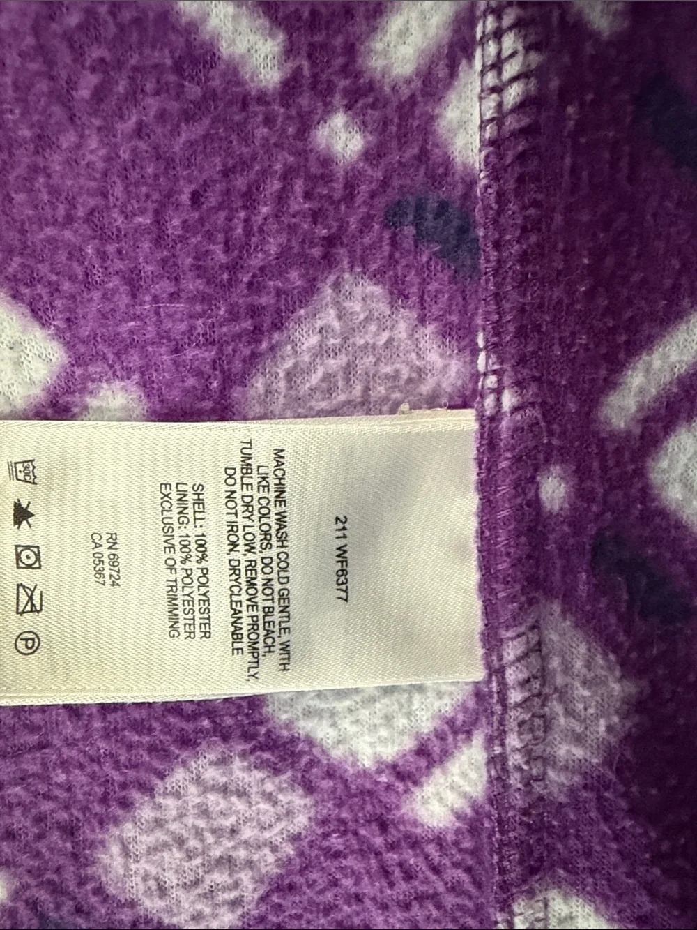Columbia Girls Geometric Purple Patterned Full Zip Fleece Jacket Size 6